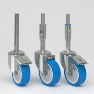 Blue industrial castors in hygienic design (8)