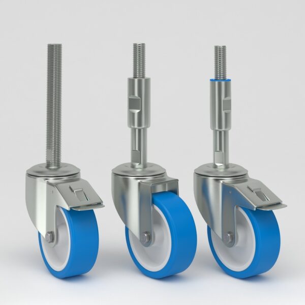 Blue industrial castors in hygienic design (8)