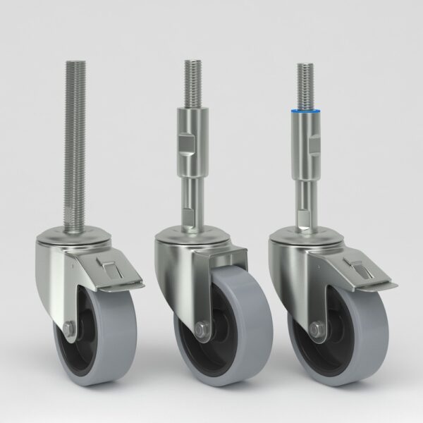 Grey industrial castors in hygienic design (6)
