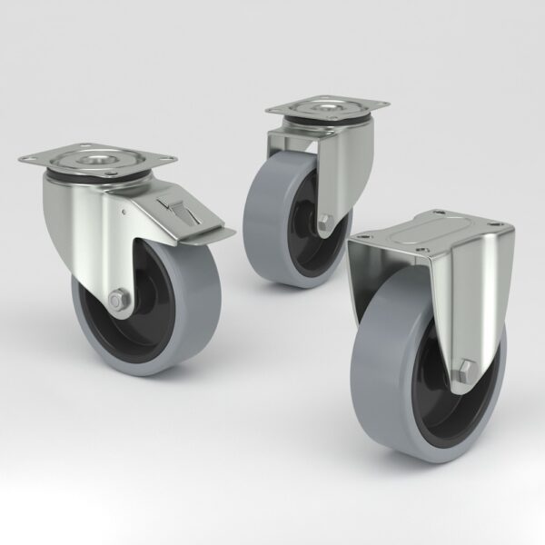 Grey industrial castors in hygienic design (7)