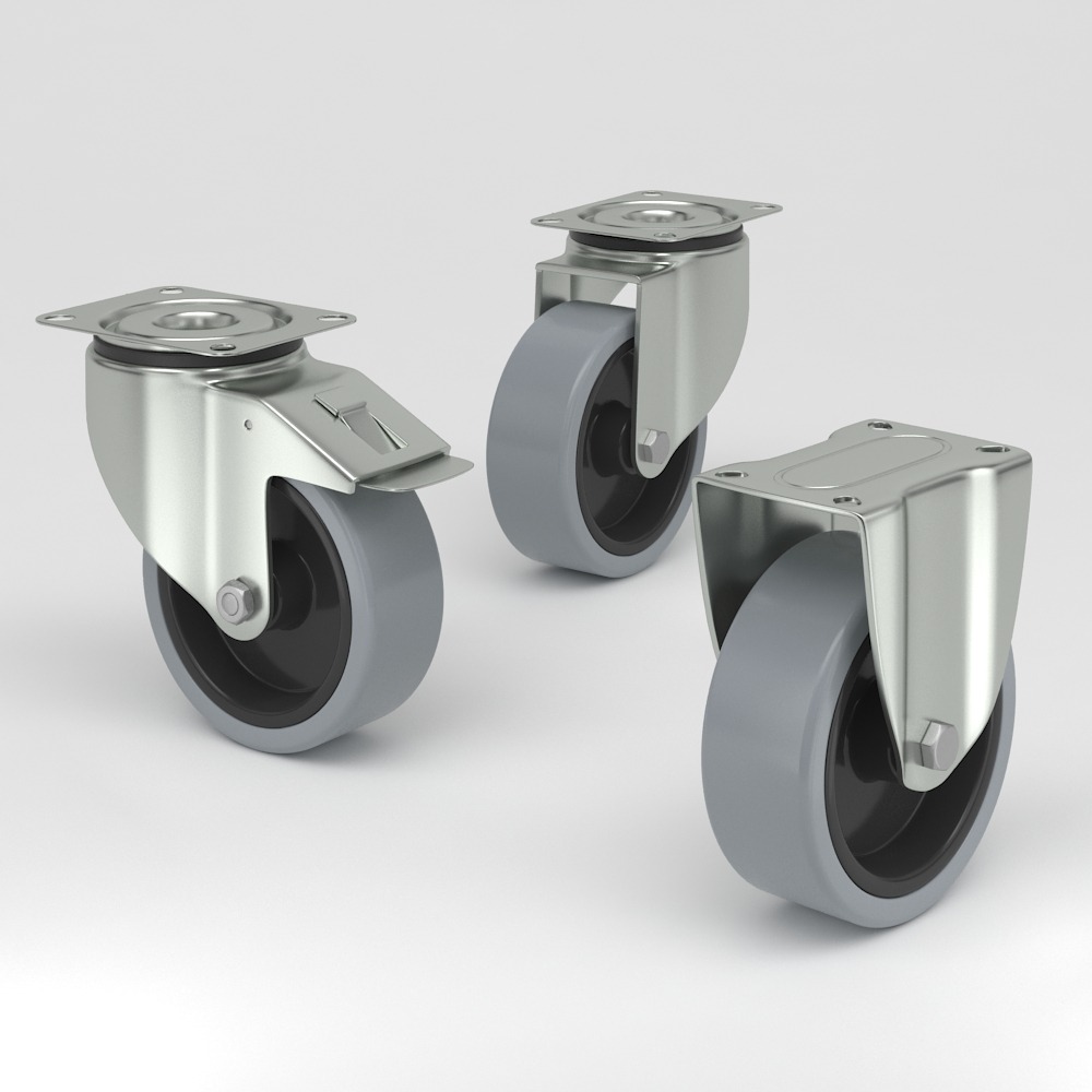 Grey industrial castors in hygienic design (7)
