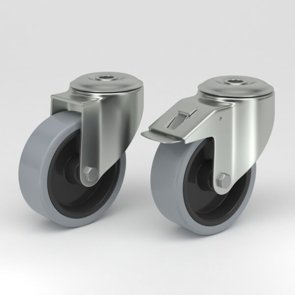 Ruedas industriales grises con diseño higiénico (8)