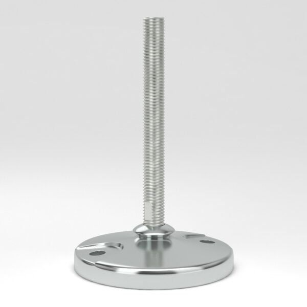 Hygienic stainless steel feet HSF with floor lock holes and fully-threaded spindle