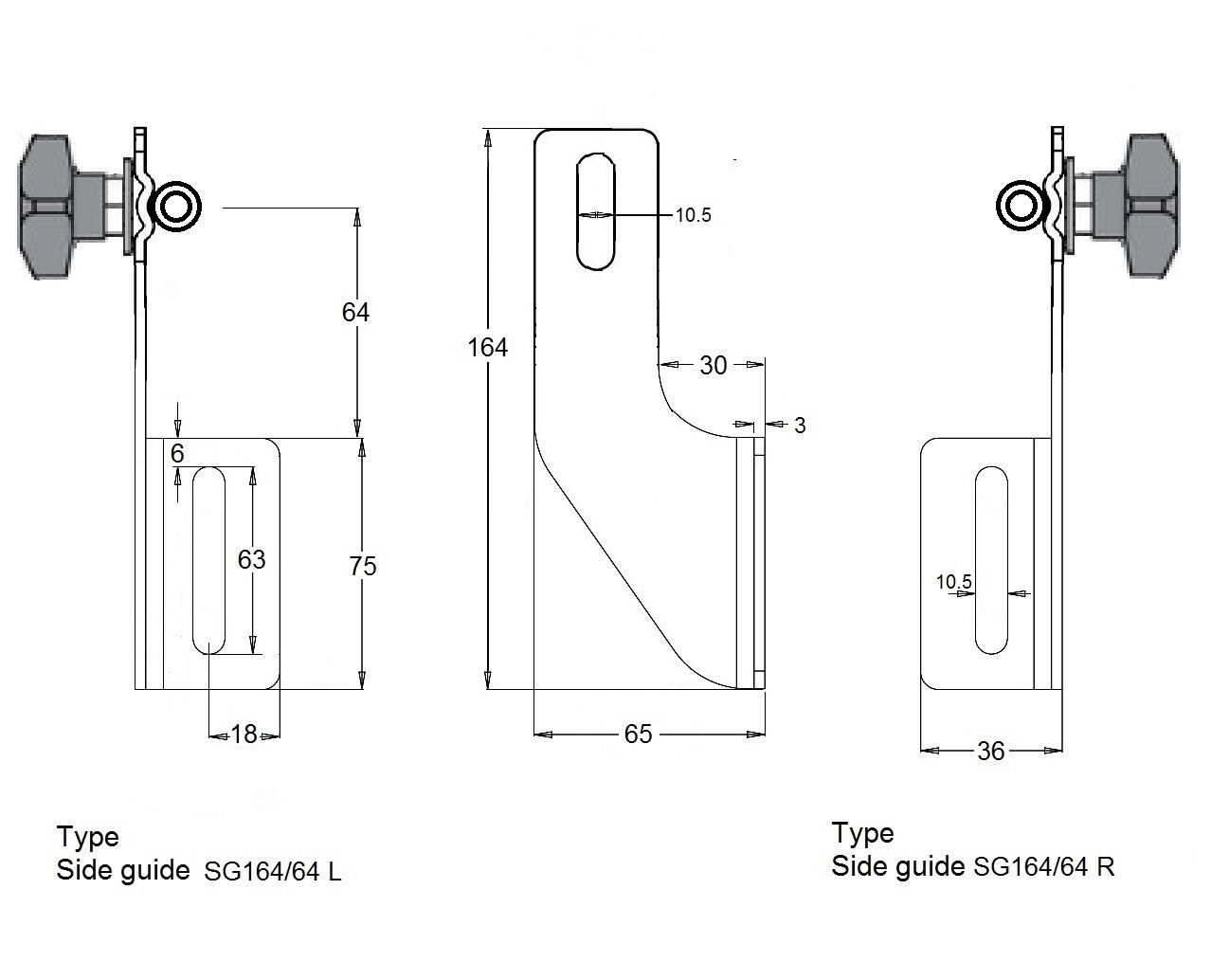 Side guide bracket in stainless steel