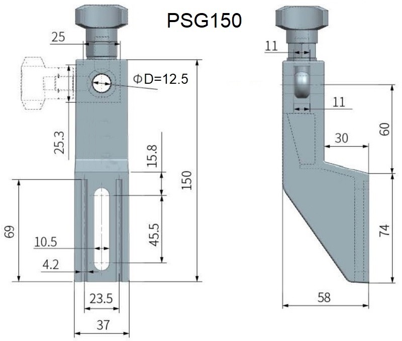 Side guide PSG177 bracket in reinforced polyamide