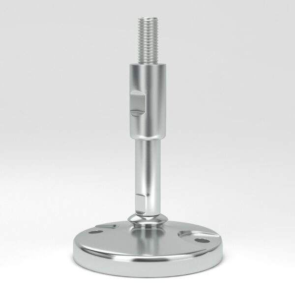 Stainless steel feet in extra hygienic design EHSF with floor lock holes and spindle with protecting sleeve