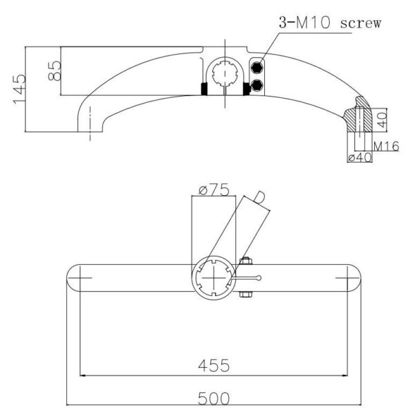 Support bipod in reinforced polyamide drawing