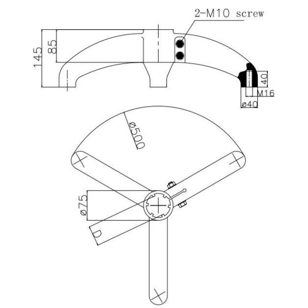 Support tripod in reinforced polyamide drawing