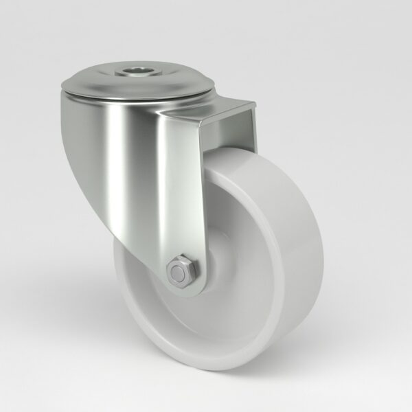 Ruedas industriales blancas con diseño higiénico (1)