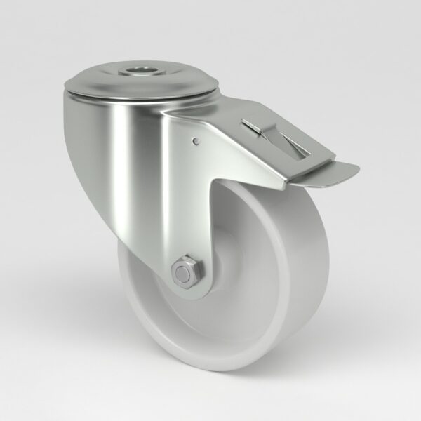 Ruedas industriales blancas con diseño higiénico (2)