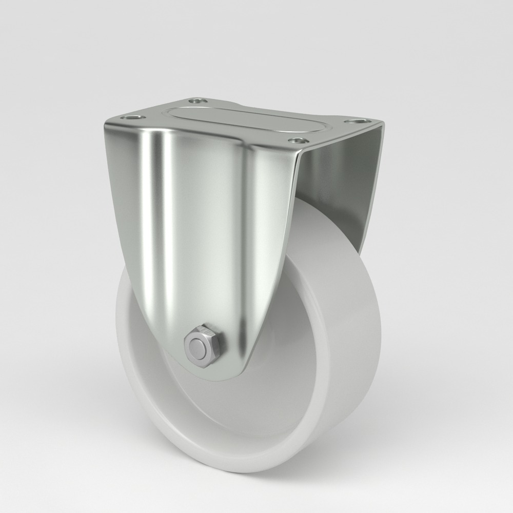 Industrial castor in hygienic design with white polyamide wheel