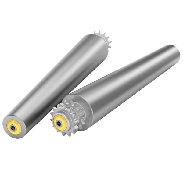Conic double sprocket conveying roller make it capable to transmit heavy duty load
