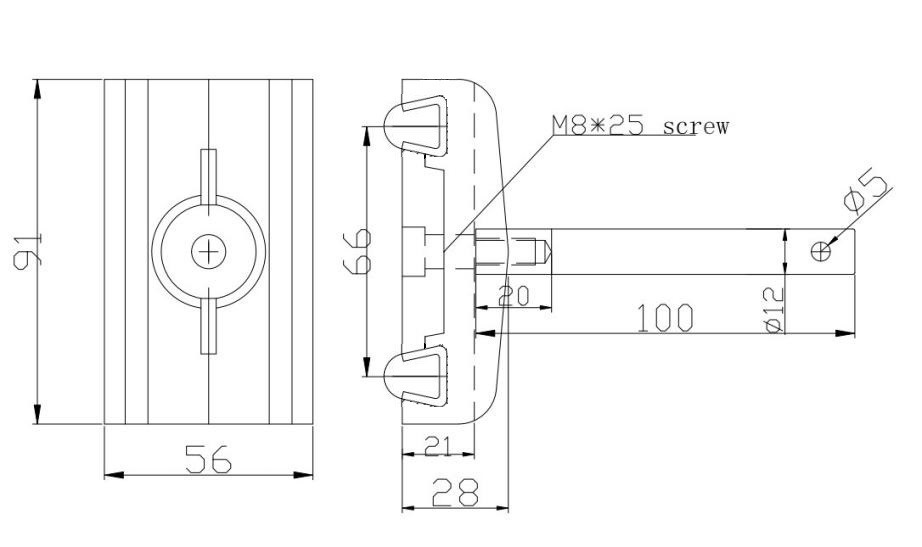 Double clamps for conical side guide rails with stainless steel rod