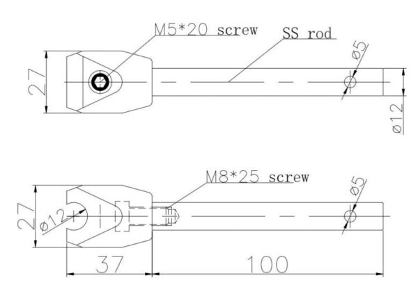 NHK 510 Single Clamps for Round Side Guide Rails with stainless steel rod drawing
