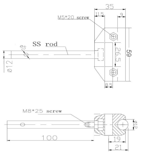 Single clamp long for round side guide rails - Image 7
