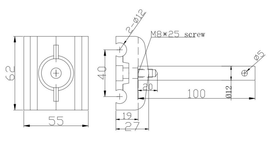 Double clamps for round side guide rails with stainless steel rod