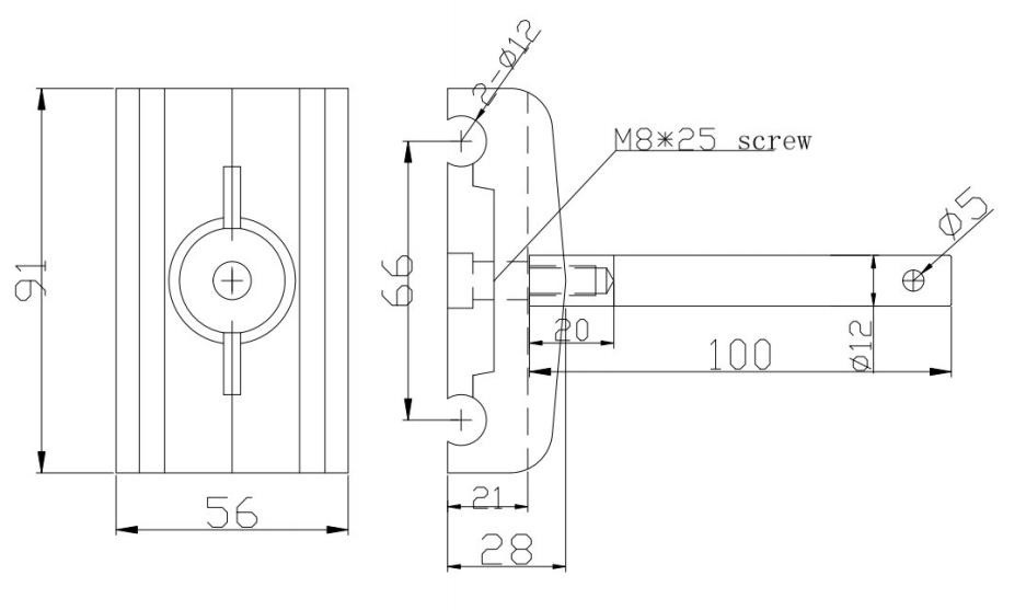 Double clamps for round side guide rails with stainless steel rod
