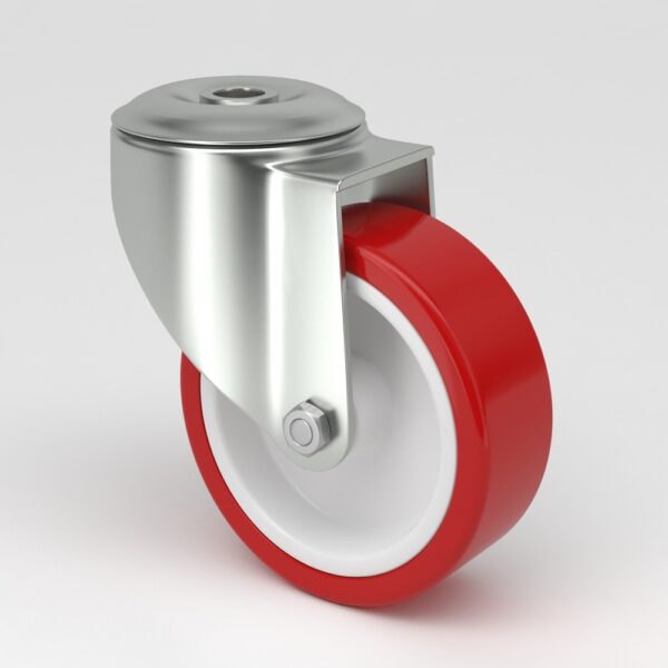 Red industrial castors in hygienic design (5)