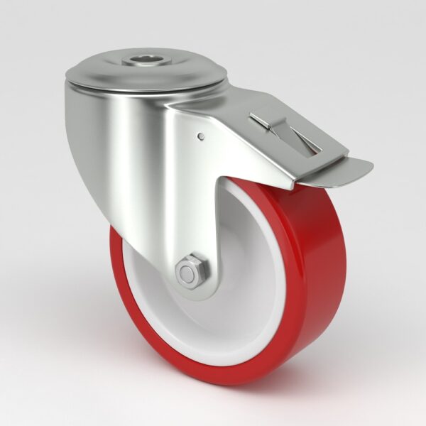 Red industrial castor in hygienic design (2)
