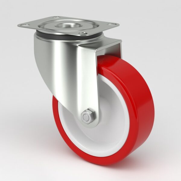 Red industrial castor in hygienic design (3)