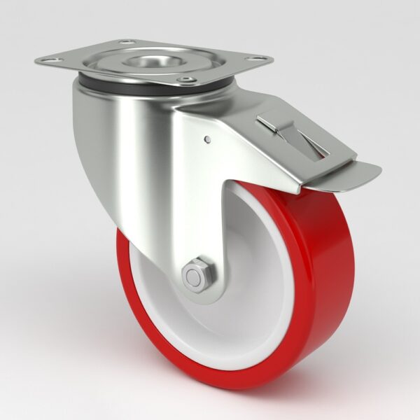 Red industrial castor in hygienic design (4)