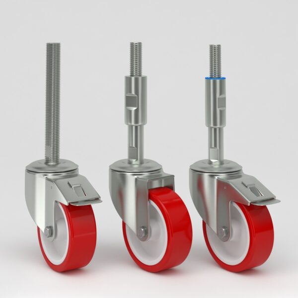 Red industrial castors in hygienic design (3)