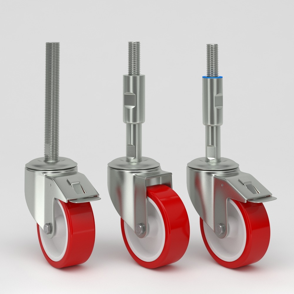 Red industrial castors in hygienic design (3)