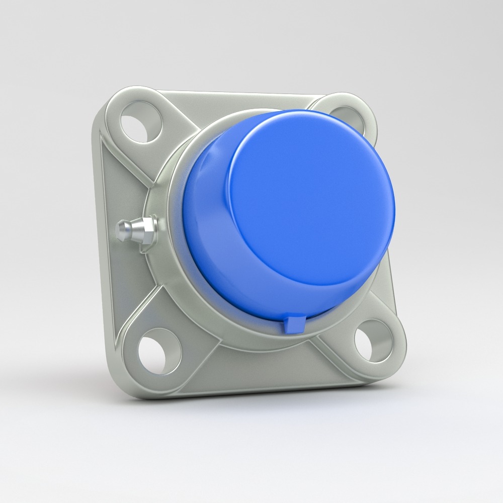 4 hole square flange unit SF in stainless steel with cover