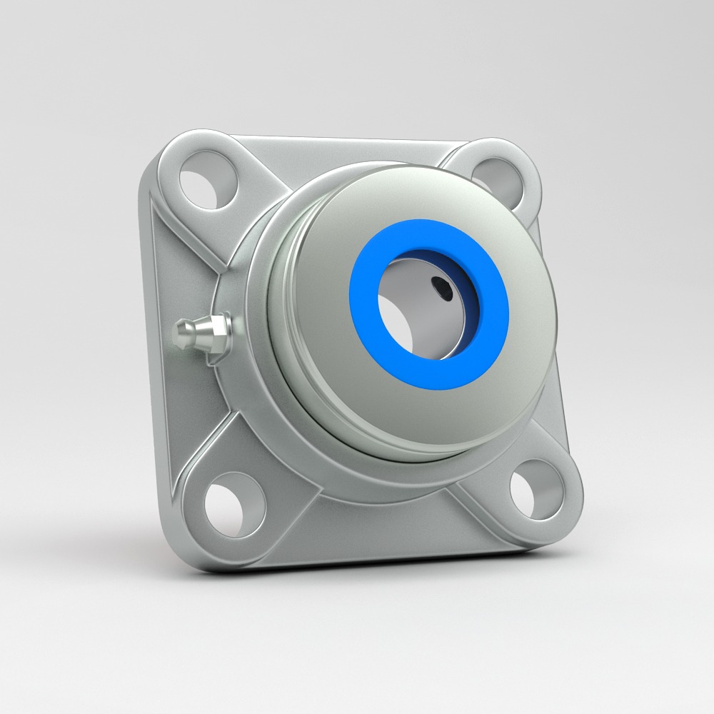 4 hole square flange unit SF in stainless steel with cover
