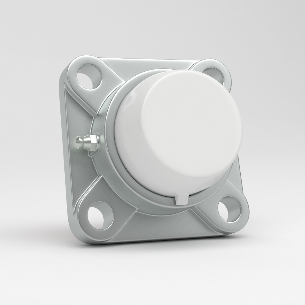 4 hole square flange unit SF in stainless steel with cover