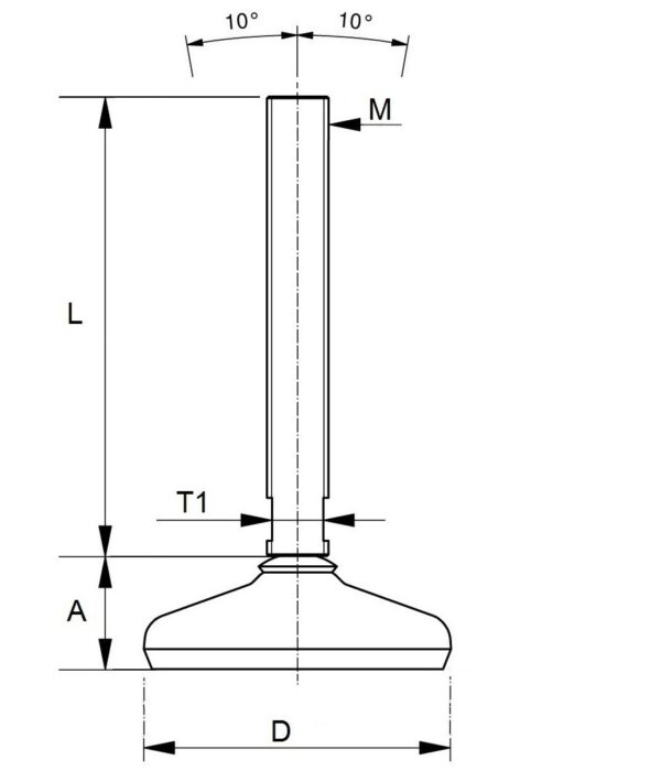 HLFB x0 Hygienic Leveling feet blue base with fully threaded spindle