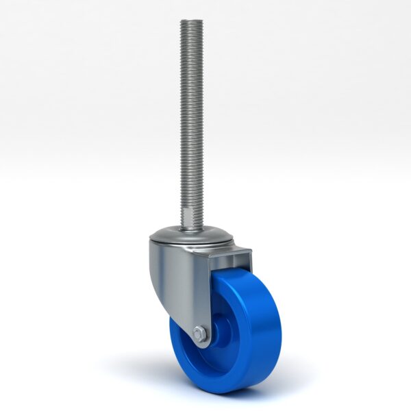 Leveling-swivel-castor-with-stainless-steel-bracket-and-full-threaded-spindle